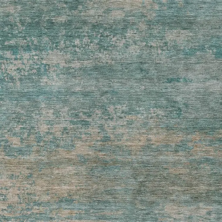 10' X 14' Aqua And Beige Abstract Washable Indoor Outdoor Area Rug