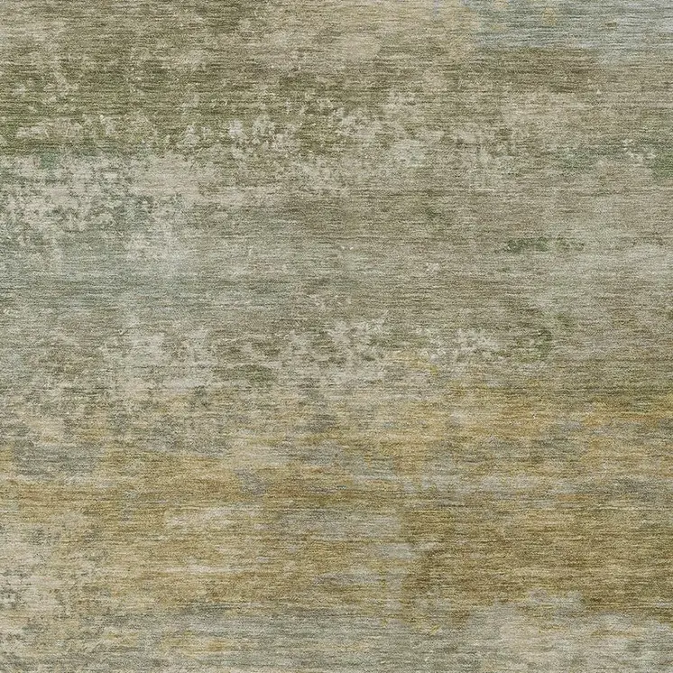 3' X 5' Beige And Fern Green Abstract Washable Indoor Outdoor Area Rug