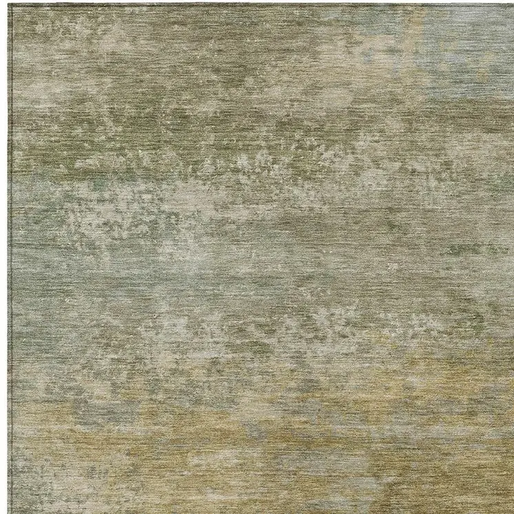 5' X 8' Beige And Fern Green Abstract Washable Indoor Outdoor Area Rug