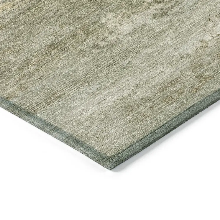 5' X 8' Beige And Fern Green Abstract Washable Indoor Outdoor Area Rug