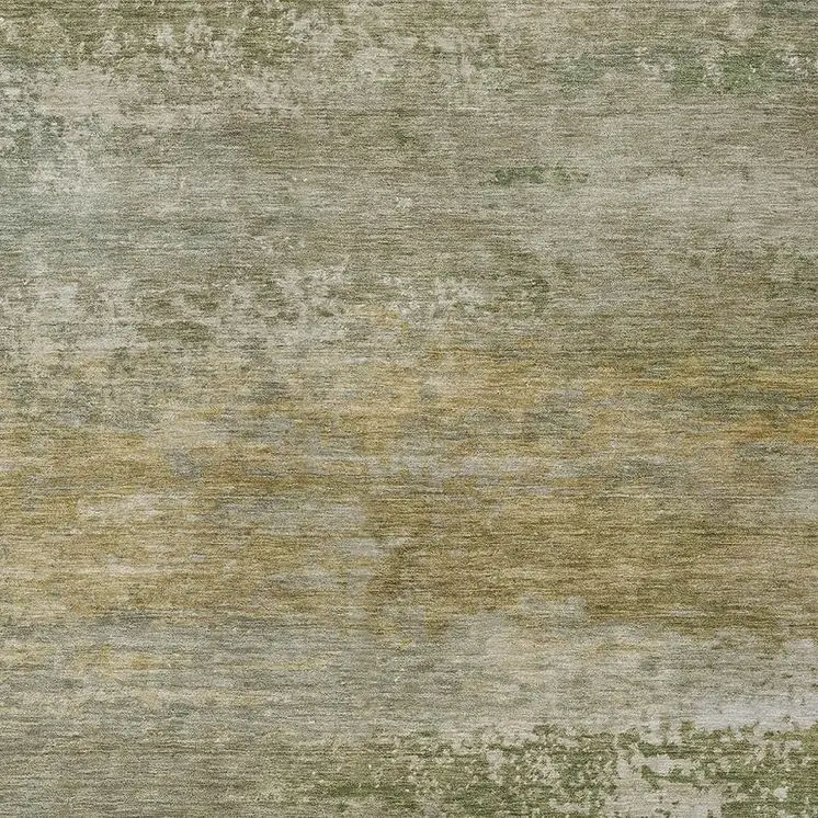 9' X 12' Beige And Fern Green Abstract Washable Indoor Outdoor Area Rug