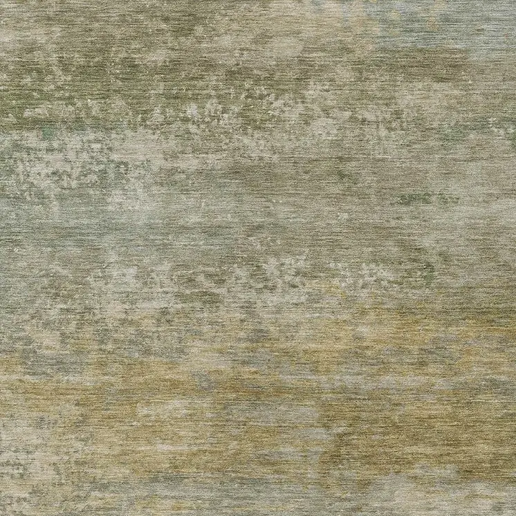 9' X 12' Beige And Fern Green Abstract Washable Indoor Outdoor Area Rug
