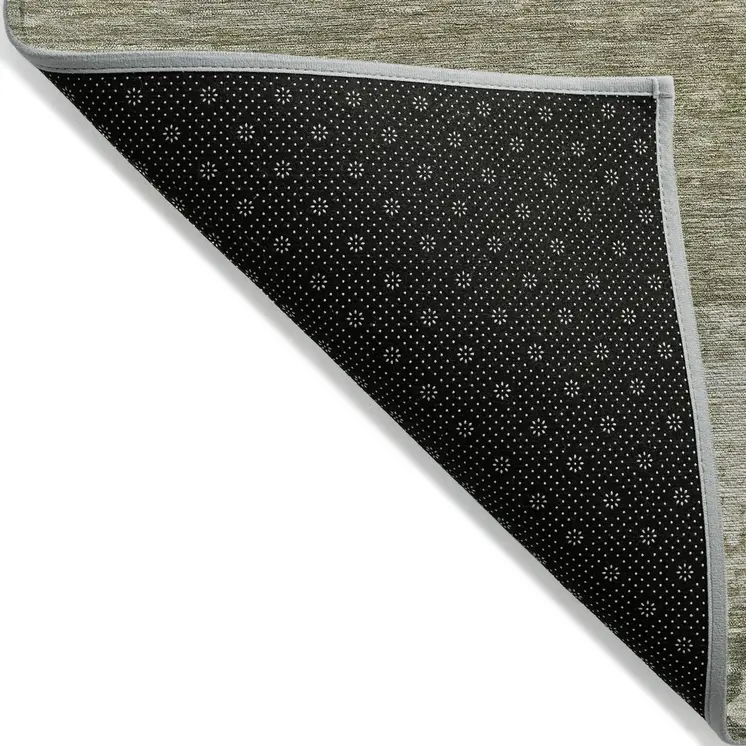 9' X 12' Beige And Fern Green Abstract Washable Indoor Outdoor Area Rug