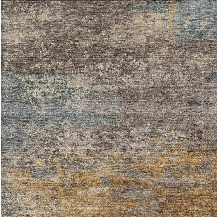 3' X 5' Brown Gray And Purple Abstract Washable Indoor Outdoor Area Rug
