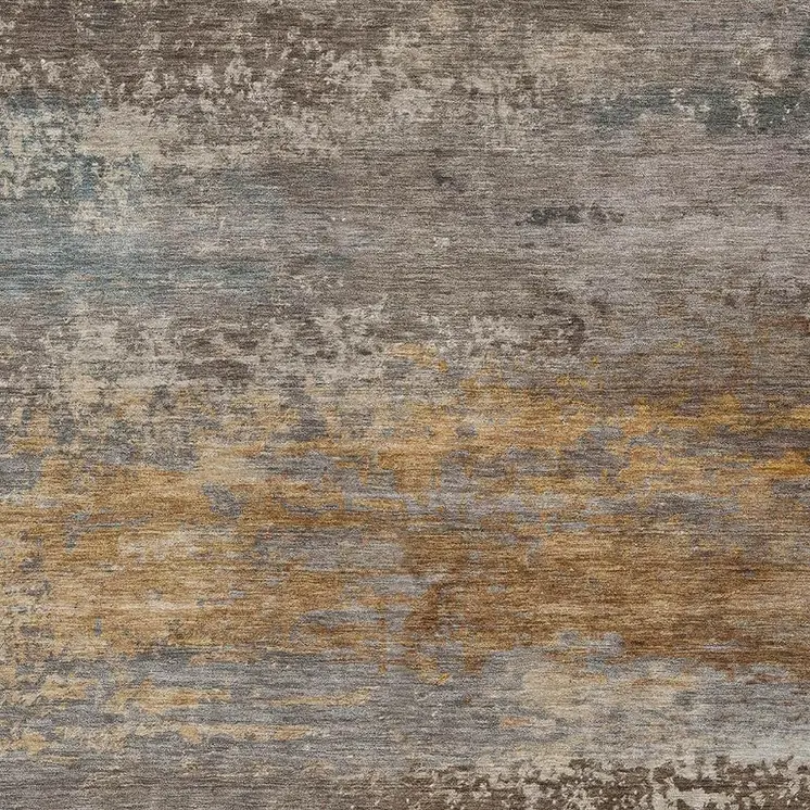 3' X 5' Brown Gray And Purple Abstract Washable Indoor Outdoor Area Rug