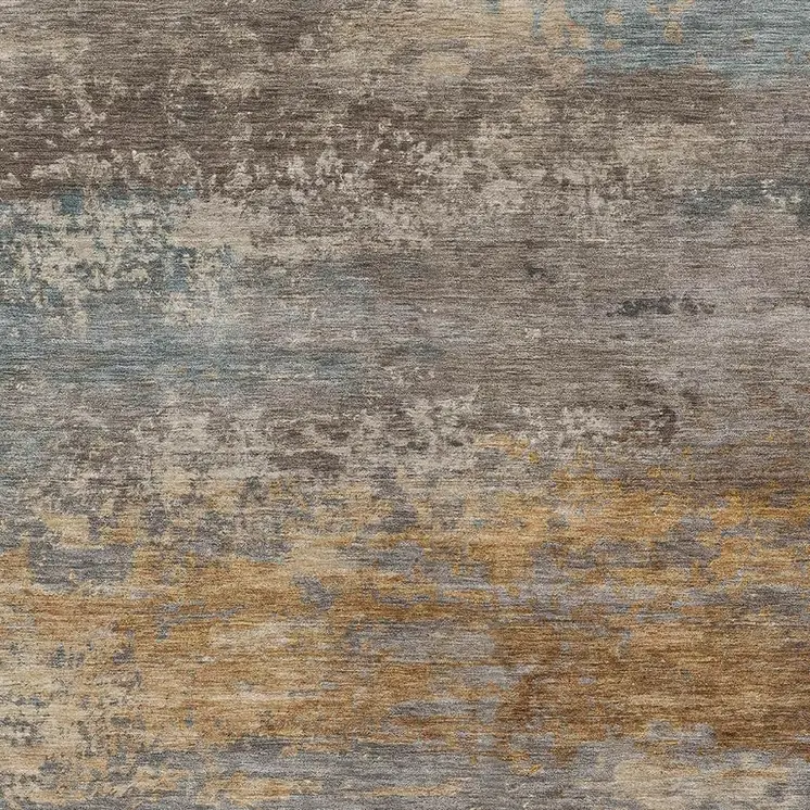 3' X 5' Brown Gray And Purple Abstract Washable Indoor Outdoor Area Rug