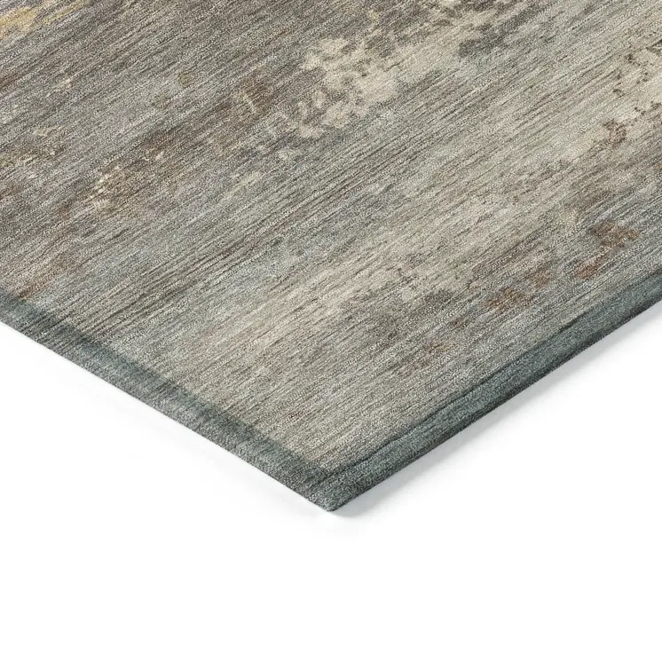 5' X 8' Brown Gray And Purple Abstract Washable Indoor Outdoor Area Rug
