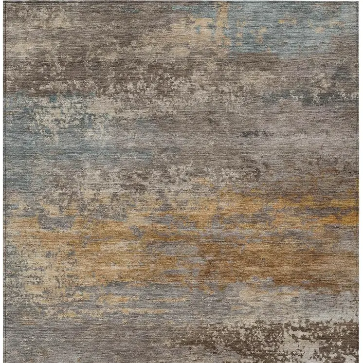 5' X 8' Brown Gray And Purple Abstract Washable Indoor Outdoor Area Rug