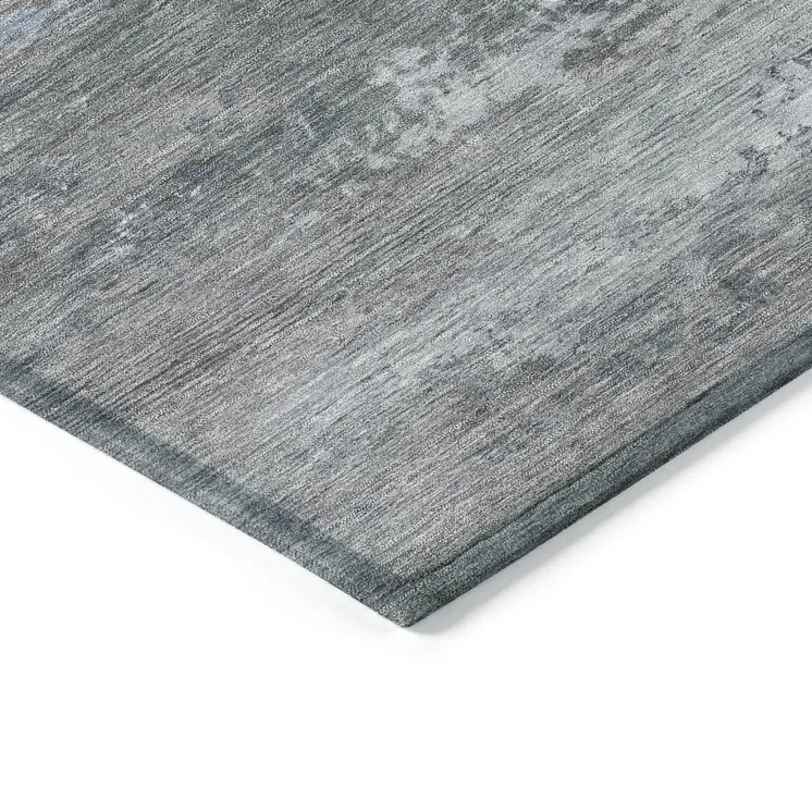 9' X 12' Pewter Navy Blue And Charcoal Abstract Washable Indoor Outdoor Area Rug