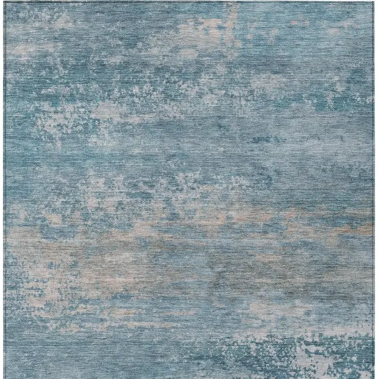 3' X 5' Sky Blue And Gray Abstract Washable Indoor Outdoor Area Rug