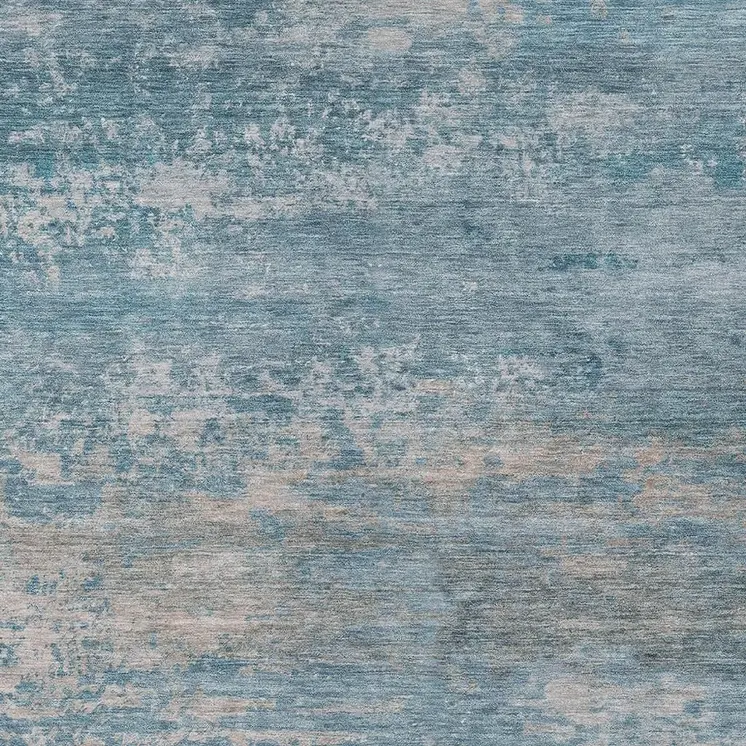 5' X 8' Sky Blue And Gray Abstract Washable Indoor Outdoor Area Rug