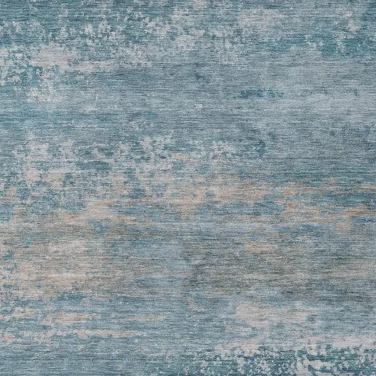8' X 10' Sky Blue And Gray Abstract Washable Indoor Outdoor Area Rug