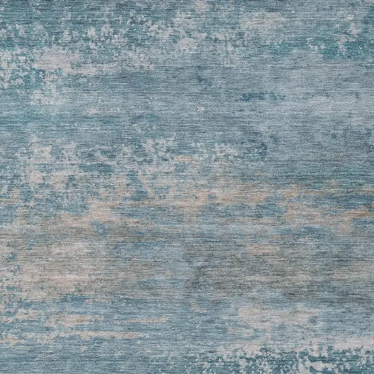 9' X 12' Sky Blue And Gray Abstract Washable Indoor Outdoor Area Rug