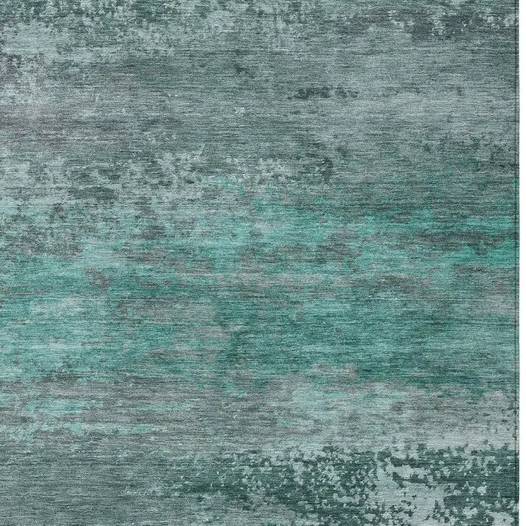 5' X 8' Teal Blue Gray And Pale Aqua Abstract Washable Indoor Outdoor Area Rug