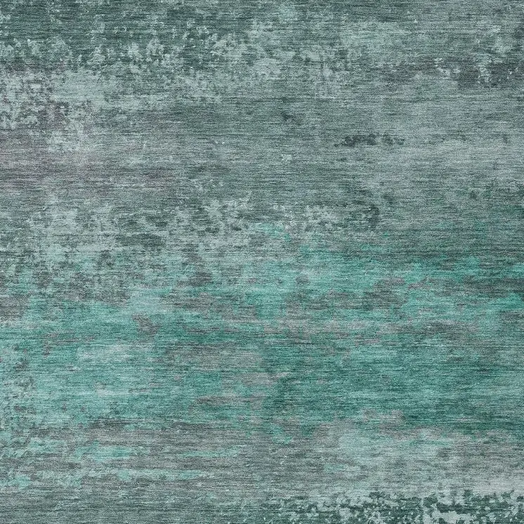 8' X 10' Teal Blue Gray And Pale Aqua Abstract Washable Indoor Outdoor Area Rug
