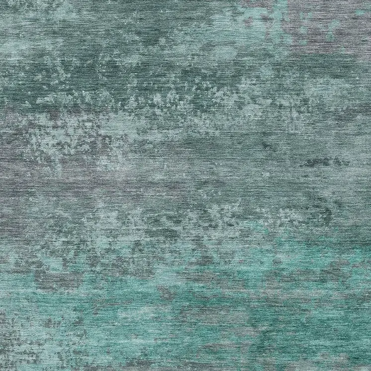 8' X 10' Teal Blue Gray And Pale Aqua Abstract Washable Indoor Outdoor Area Rug
