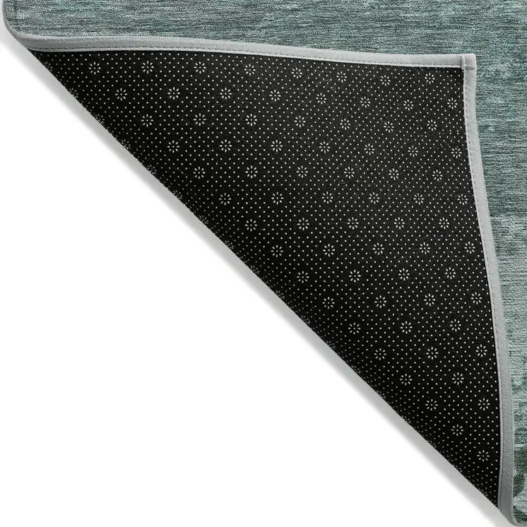 8' X 10' Teal Blue Gray And Pale Aqua Abstract Washable Indoor Outdoor Area Rug