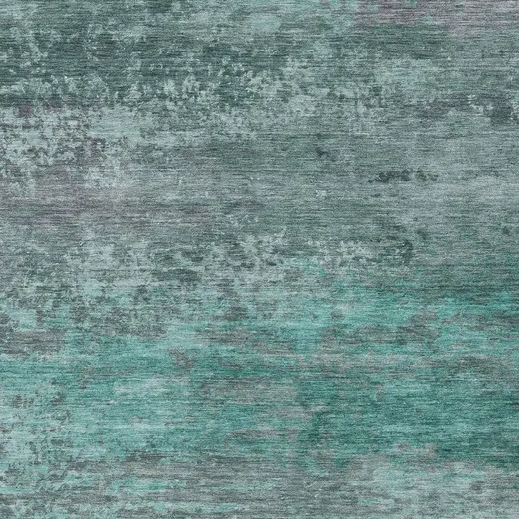 8' X 10' Teal Blue Gray And Pale Aqua Abstract Washable Indoor Outdoor Area Rug