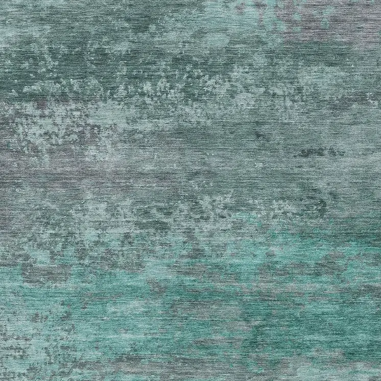 10' X 14' Teal Blue Gray And Pale Aqua Abstract Washable Indoor Outdoor Area Rug