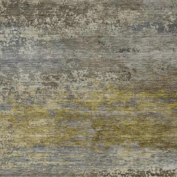 5' X 8' Taupe Brown And Gold Abstract Washable Indoor Outdoor Area Rug