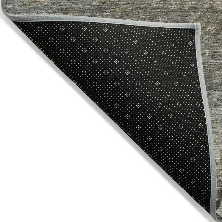 9' X 12' Taupe Brown And Gold Abstract Washable Indoor Outdoor Area Rug