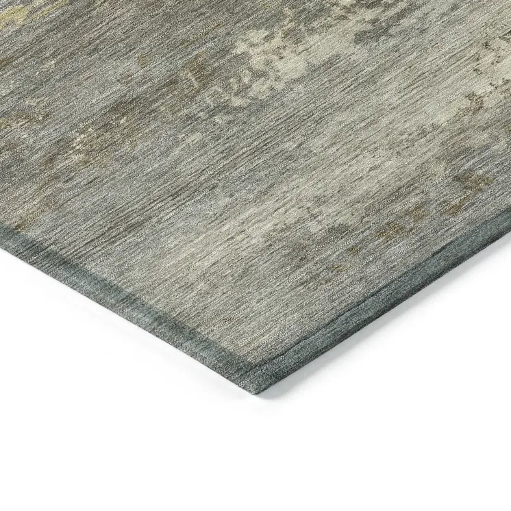 9' X 12' Taupe Brown And Gold Abstract Washable Indoor Outdoor Area Rug