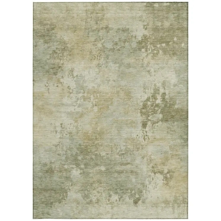 3' X 5' Sage And Beige Abstract Washable Indoor Outdoor Area Rug