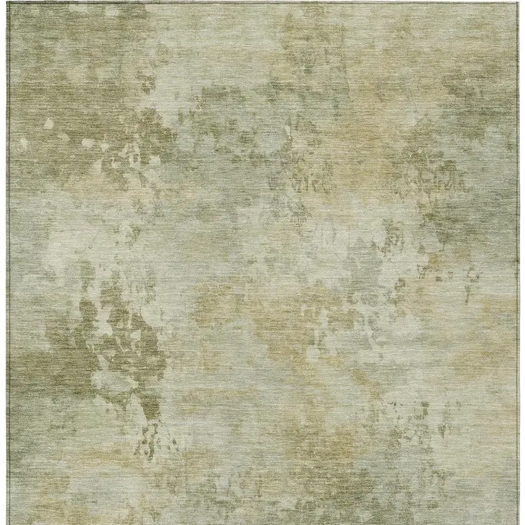 9' X 12' Sage And Beige Abstract Washable Indoor Outdoor Area Rug