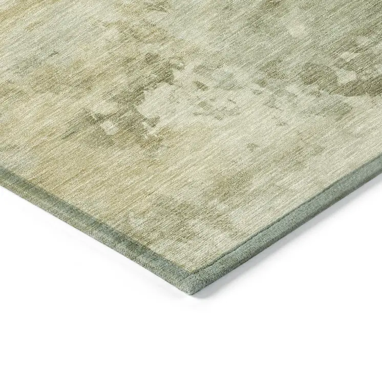 9' X 12' Sage And Beige Abstract Washable Indoor Outdoor Area Rug
