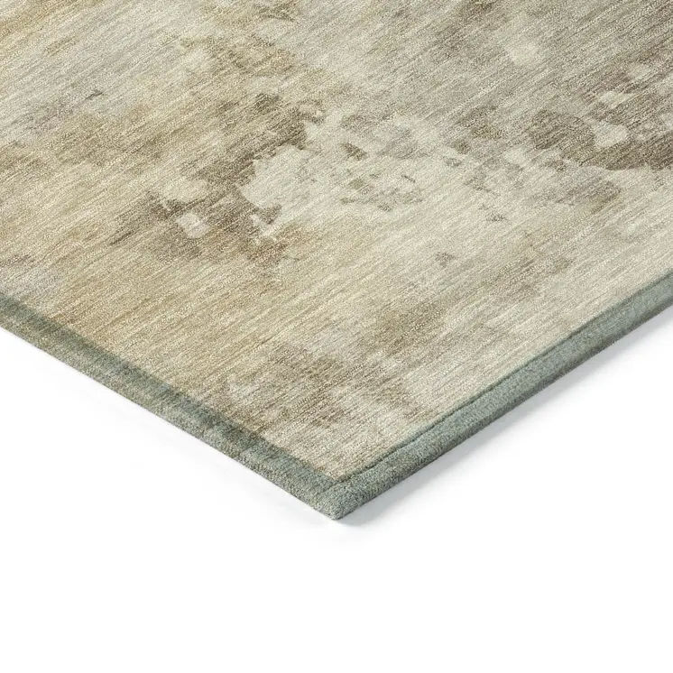3' X 5' Tan And Beige Abstract Washable Indoor Outdoor Area Rug