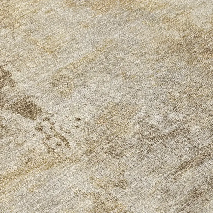 3' X 5' Tan And Beige Abstract Washable Indoor Outdoor Area Rug