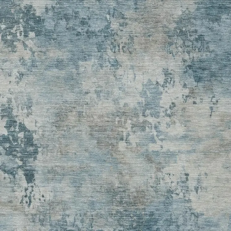3' X 5' Teal Blue And Beige Abstract Washable Indoor Outdoor Area Rug