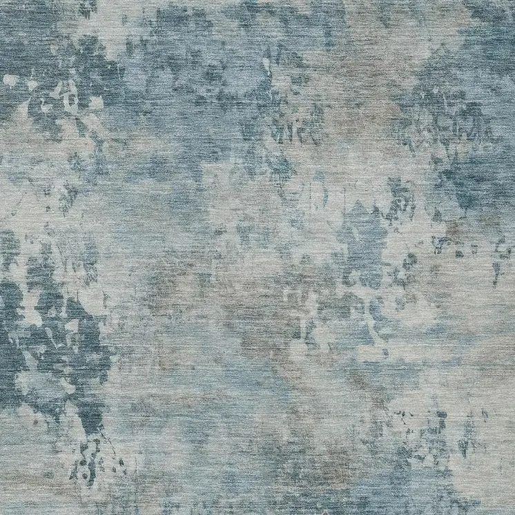 5' X 8' Teal Blue And Beige Abstract Washable Indoor Outdoor Area Rug