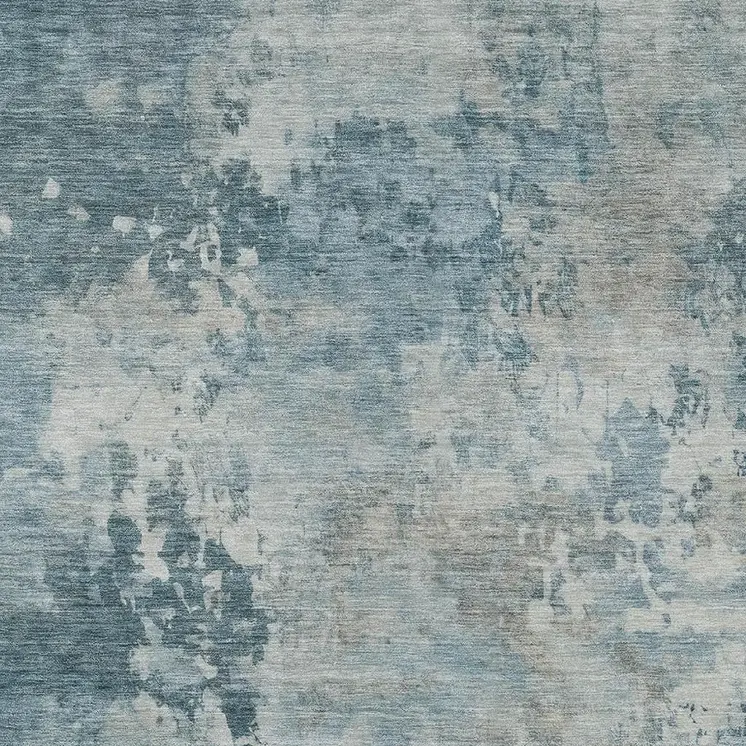 5' X 8' Teal Blue And Beige Abstract Washable Indoor Outdoor Area Rug