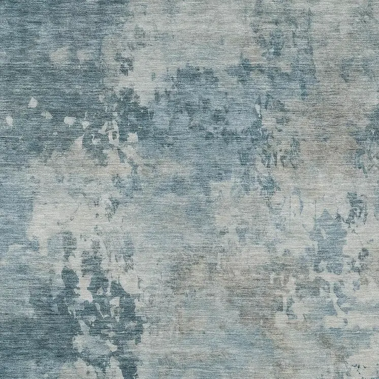 5' X 8' Teal Blue And Beige Abstract Washable Indoor Outdoor Area Rug