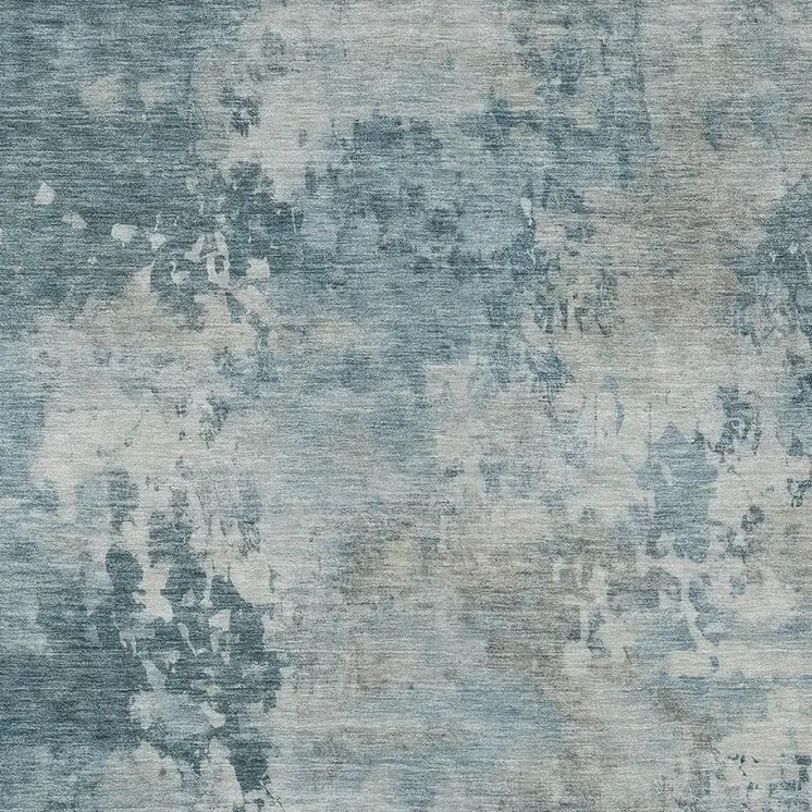9' X 12' Teal Blue And Beige Abstract Washable Indoor Outdoor Area Rug