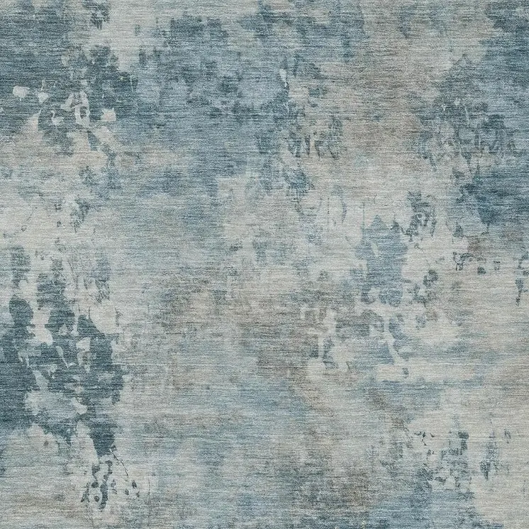 10' X 14' Teal Blue And Beige Abstract Washable Indoor Outdoor Area Rug