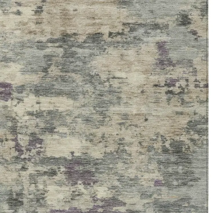 5' X 8' Sage Gray And Plum Abstract Washable Indoor Outdoor Area Rug