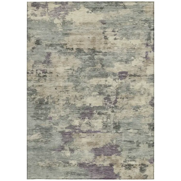 10' X 14' Sage Gray And Plum Abstract Washable Indoor Outdoor Area Rug
