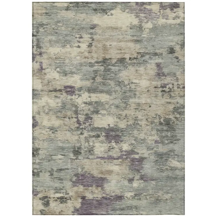 10' X 14' Sage Gray And Plum Abstract Washable Indoor Outdoor Area Rug