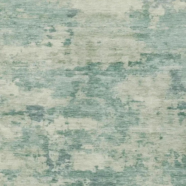 5' X 8' Teal Blue Linen And Pale Aqua Abstract Washable Indoor Outdoor Area Rug