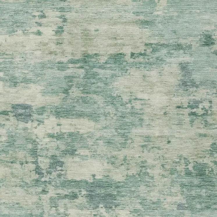 5' X 8' Teal Blue Linen And Pale Aqua Abstract Washable Indoor Outdoor Area Rug