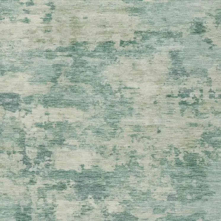8' X 10' Teal Blue Linen And Pale Aqua Abstract Washable Indoor Outdoor Area Rug