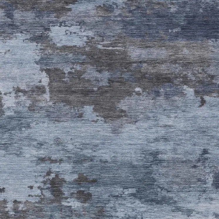 5' X 8' Blue And Charcoal Abstract Washable Indoor Outdoor Area Rug