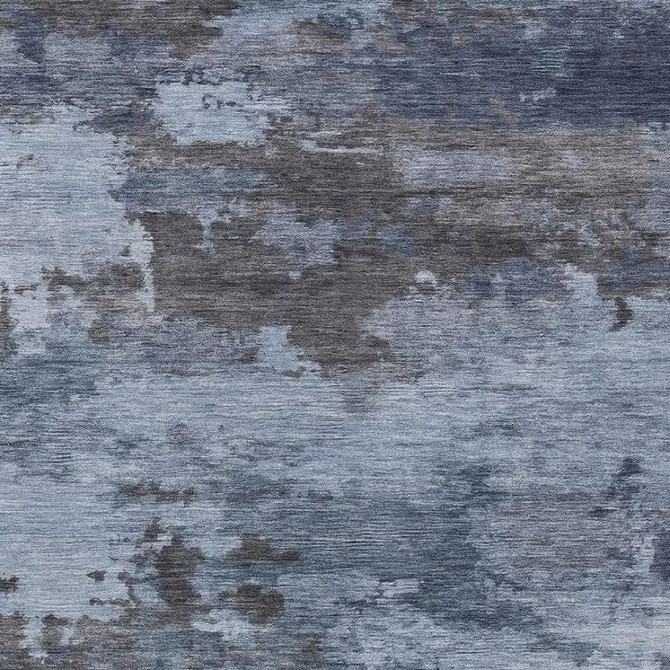 9' X 12' Blue And Charcoal Abstract Washable Indoor Outdoor Area Rug