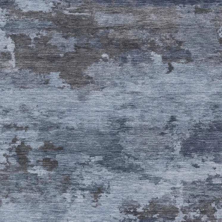 9' X 12' Blue And Charcoal Abstract Washable Indoor Outdoor Area Rug