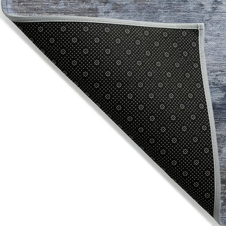 10' X 14' Blue And Charcoal Abstract Washable Indoor Outdoor Area Rug