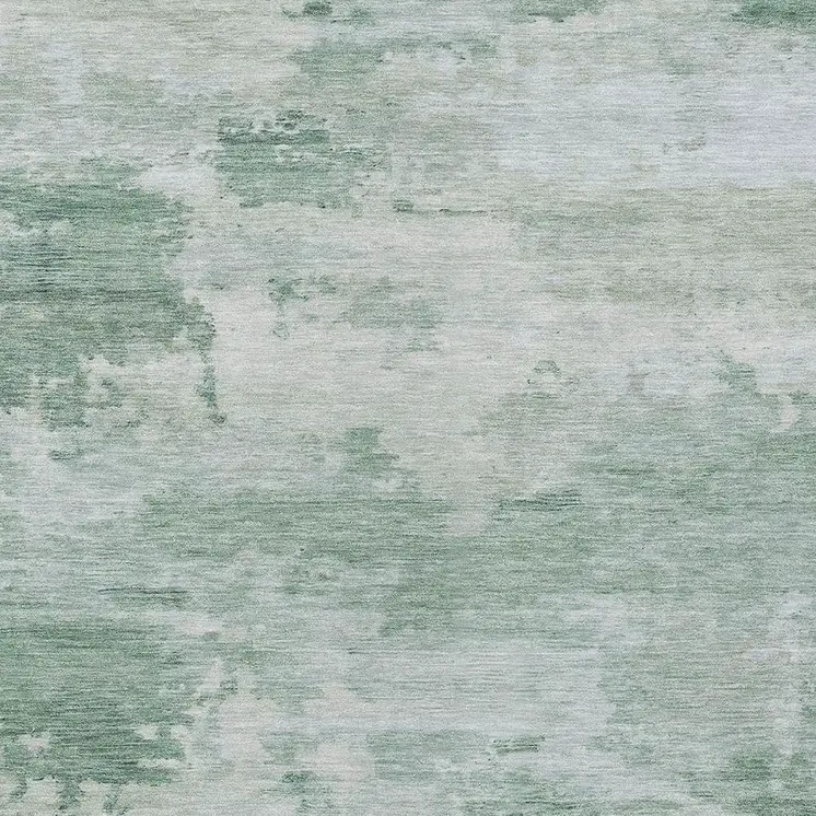 5' X 8' Mint Green And Pale Aqua Abstract Washable Indoor Outdoor Area Rug