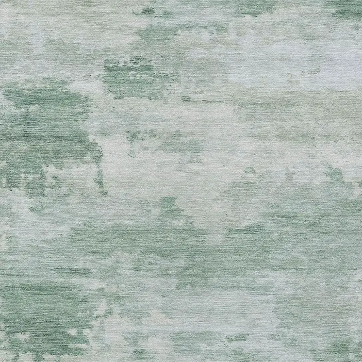 5' X 8' Mint Green And Pale Aqua Abstract Washable Indoor Outdoor Area Rug