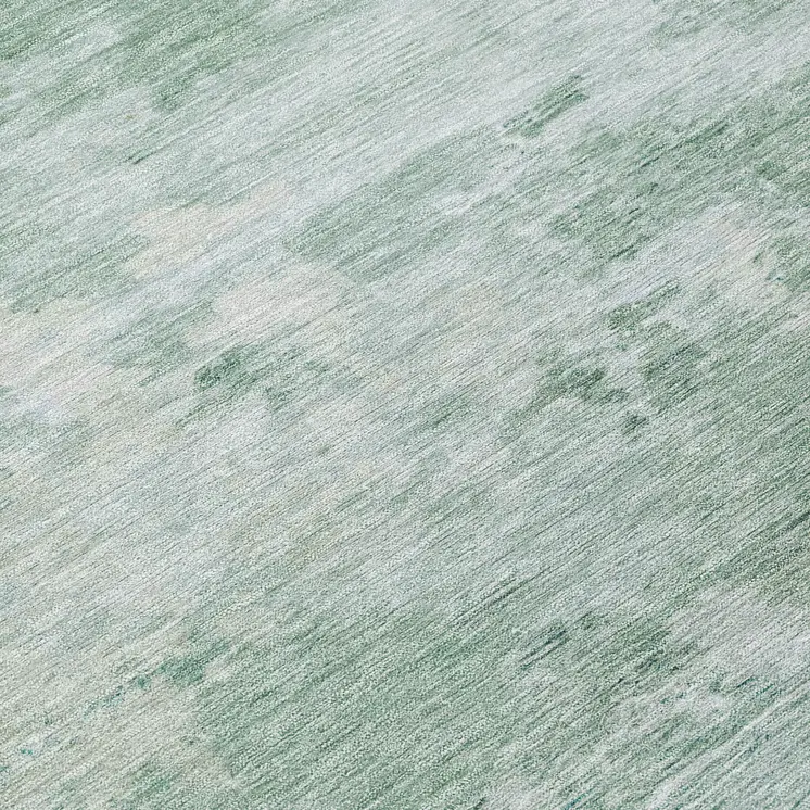 8' Mint Green And Pale Aqua Round Abstract Washable Indoor Outdoor Area Rug
